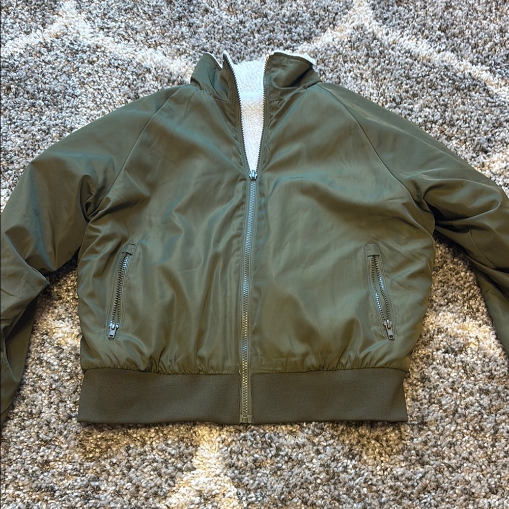 Olive Green Women’s Reversible Bomber Jacket